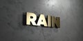 Rain - Gold sign mounted on glossy marble wall - 3D rendered royalty free stock illustration