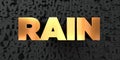 Rain - Gold text on black background - 3D rendered royalty free stock picture