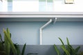 Rain gutter connect to downspout for water drainage system Royalty Free Stock Photo