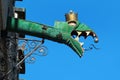 Rain gutter decorated with dragon gargoyle head on the Town Hall of Tallinn, Estonia