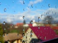 Water drops after rain on window glass. Royalty Free Stock Photo