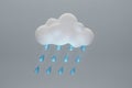 Rain Icon is isolated on light blue background. Cloud rain symbol. Cloud sky with raindrops. Weather icon with cloud and fall rain