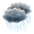 Rain illustration. Realistic gray clouds and raindrops. Autumn Royalty Free Stock Photo