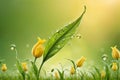 Rain-kissed yellow tulip, perfect for spring themes Royalty Free Stock Photo