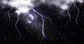 Rain with lightning and clouds in sky at night Royalty Free Stock Photo