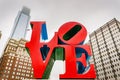 Rain on Love Park - Philadelphia, PA Royalty Free Stock Photo