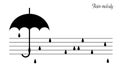 Rain melody concept, black umbrella and drops look like music notes,