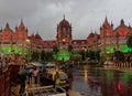 In Rain Mumbai Celebrating 73rd Independence Day of India CSMT in Tricolor Lighting