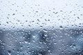 Rain outside the window, drops of rain on the windowpane