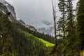 Rain over the glacier in Lake Louise Royalty Free Stock Photo