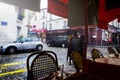 Rain in Paris. Abandoned streets and cafes on Monmartre.