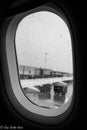 Rain on the plane window