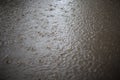 Rain and puddle. Rain outside. Texture of water. Liquid surface