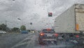 rain road glass traffic transportaion window raindrops Royalty Free Stock Photo
