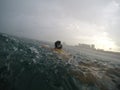 Rain morning on the openwater in the Tel Aviv sea Royalty Free Stock Photo