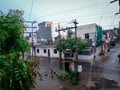 Rain sight in Mandsaur city colony ( india ) Royalty Free Stock Photo