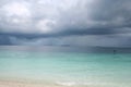 Rain storm above tropical sea Royalty Free Stock Photo