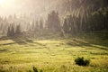 Rain and sunlight in summer mountains Royalty Free Stock Photo