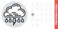 Rain with thunder or thunderstorm icon for weather forecast application or widget. Cloud with raindrops and lightning