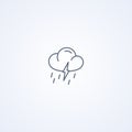 Rain and thunder, vector best gray line icon Royalty Free Stock Photo