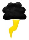 Rain and thunder weather forecast icon symbol plasticine clay