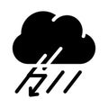 Rain thunderstorm and lightning glyph icon vector illustration