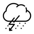 Rain thunderstorm and lightning line icon vector illustration