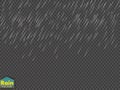 Rain transparent template background. Falling water drops texture. Nature rainfall on checkered background. Royalty Free Stock Photo