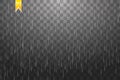 Rain transparent template background. Falling water drops texture. Nature rainfall on checkered background. Royalty Free Stock Photo