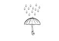 Rain umbrella doodle icon vector