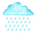 Rain.Vector image with blue rain cloud in wet day Royalty Free Stock Photo