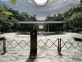 Rain Vortex fountain at Jewel Changi AIrport closed to public; coronavirus outbreak covid-19; no people