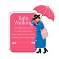 Rain walking flat color vector character quote