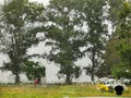 Rain-washed out image if a campground abstract background