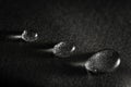 Rain water droplets on black fiber waterproof fabric Royalty Free Stock Photo
