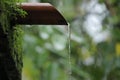 Water dropping from orange pipe Royalty Free Stock Photo