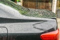 Rain water drops on rear black car Royalty Free Stock Photo