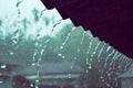 Rain water falling by the GI sheet Royalty Free Stock Photo