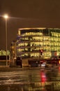 The rain and wet roads in london in night with stret lights