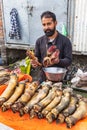 Selling animal feet at a market in Srinagar