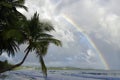 A rainbow above La Diamond beach, Martinique Royalty Free Stock Photo