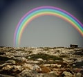 Rainbow above a lonly house