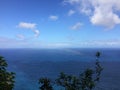 Rainbow above Pacific Ocean - View from Kalalau Trail on Na Pali Coast on Kauai Island, Hawaii. Royalty Free Stock Photo