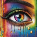 A rainbow abstract illustration of a human eye Royalty Free Stock Photo