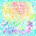 Rainbow abstract vector background with doodle