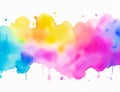 Rainbow abstract watercolor paint texture and white background