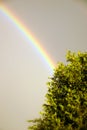 Rainbow against dark threatening sky