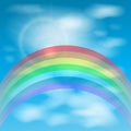 Rainbow against the sky with clouds. illustration Royalty Free Stock Photo