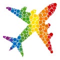 Rainbow Airplane Composition Icon of Spheric Dots