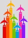 Rainbow airplanes